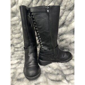 BOC Born Concept Roxy Black Vegan Faux Leather Tall Lace Buckle Combat Boots 1
